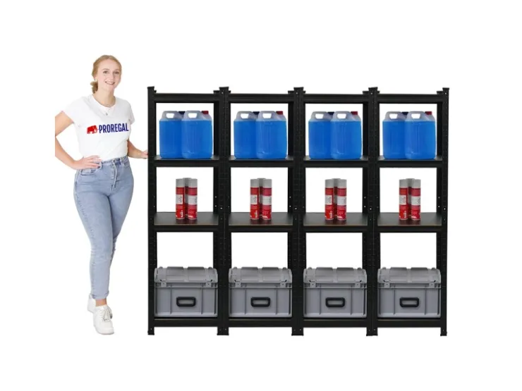 PROREGAL Mega Deal 4 x All Black Series Schwerlastregal Ragnar HxBxT 150 x 45 x 45 cm Fachlast 100 kg Matt Schwarz Kellerregal Steckregal Garagenregal* Regale Schwarz|Kellerregale
