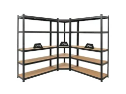 PROREGAL Mega Deal 1 x Eckregal & 2x Schwerlastregal Ragnar HxBxT 180 x 190 x 40 cm Fachlast 175 kg Kellerregal Steckregal Garagenregal* Regale Schwarz|Metallregale
