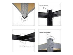PROREGAL Mega Deal 1 x Eckregal & 2x Schwerlastregal Ragnar HxBxT 180 x 190 x 40 cm Fachlast 175 kg Kellerregal Steckregal Garagenregal* Regale Schwarz|Metallregale