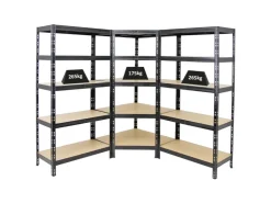 PROREGAL Mega Deal Tiger 1x Eckregal & 2x Schwerlastregal 180x 90x 45 cm Fachlast 175 & 265 kg* Metallregale|Kellerregale