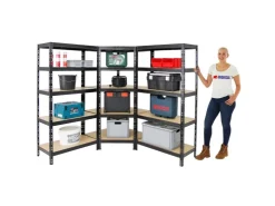 PROREGAL Mega Deal Tiger 1x Eckregal & 2x Schwerlastregal 180x 90x 45 cm Fachlast 175 & 265 kg* Metallregale|Kellerregale