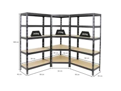 PROREGAL Mega Deal Tiger 1x Eckregal & 2x Schwerlastregal 180x 90x 45 cm Fachlast 175 & 265 kg* Metallregale|Kellerregale