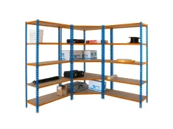 PROREGAL Mega Deal 1x Eckregal & 2x Schwerlastregal Muli HxBxT 180 x 180 x 40 cm Fachlast 200 kg Blau-Orange Mega Deal 1x Eckregal + 2x Schwerlastregal Muli HxBxT 180 x 180 x 40 cm Fachlast 200 kg Blau-Orange