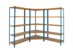PROREGAL Mega Deal 1x Eckregal & 2x Schwerlastregal Muli HxBxT 180 x 180 x 40 cm Fachlast 200 kg Blau-Orange Mega Deal 1x Eckregal + 2x Schwerlastregal Muli HxBxT 180 x 180 x 40 cm Fachlast 200 kg Blau-Orange