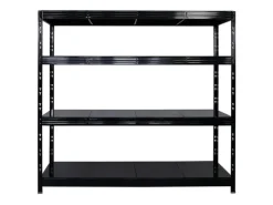 PROREGAL Mega Deal 2x Profi Schwerlastregal Rhino HxBxT 180x200x60cm 4 Stahlplatten-Ebenen Fachlast 500kg Schwarz
