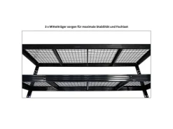 PROREGAL Mega Deal 2x Profi Schwerlastregal Rhino HxBxT 180x200x60cm 4 Gitterrost-Ebenen Fachlast 500kg Schwarz* Regalsysteme