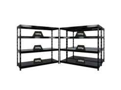 PROREGAL Mega Deal 3x Profi Schwerlastregal Rhino HxBxT 180x200x60cm 4 Stahlplatten-Ebenen Fachlast 500kg Schwarz* Regalsysteme