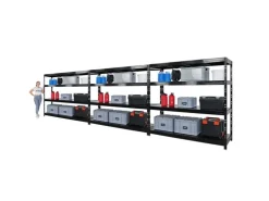 PROREGAL Mega Deal 3x Profi Schwerlastregal Rhino HxBxT 180x200x60cm 4 Stahlplatten-Ebenen Fachlast 500kg Schwarz* Regalsysteme