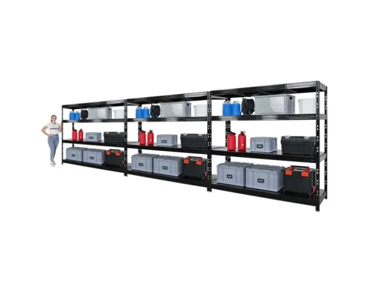 PROREGAL Mega Deal 3x Profi Schwerlastregal Rhino HxBxT 180x200x60cm 4 Stahlplatten-Ebenen Fachlast 500kg Schwarz* Regalsysteme