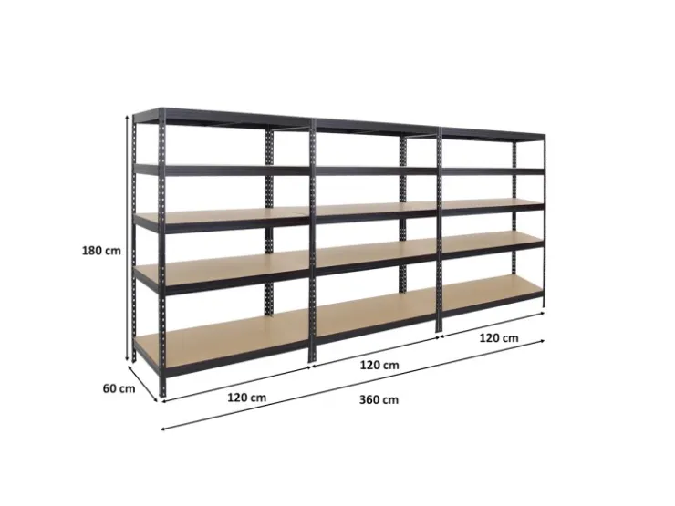 PROREGAL Mega Deal 3x Schwerlastregal Rivet HxBxT 180 x 120 x 60 cm Fachlast 250 kg* Schwerlastregal