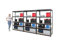 PROREGAL Mega Deal 3x Schwerlastregal Giant Tiger HxBxT 200 x 120 x 60 cm Fachlast 265 kg 5-Ebenen* Regale Schwarz|Schwerlastregal