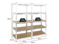PROREGAL Mega Deal 2x Schwerlastregal Ragnar HxBxT 180 x 90 x 60 cm Fachlast 175 kg* Schwerlastregal