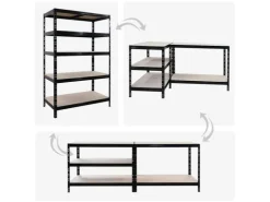 PROREGAL Mega Deal 2X Schwerlastregal Tiger HxBxT 180x120x60cm Fachlast 265kg Schwarz