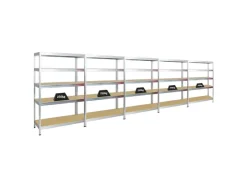 PROREGAL Mega Deal 5x Schwerlastregal Rivet HxBxT 180 x 120 x 45 cm Fachlast 250 kg