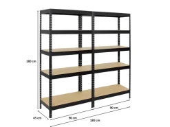 PROREGAL Mega Deal 2x Schwerlastregal Rivet HxBxT 180 x 90 x 45 cm Fachlast 250 kg