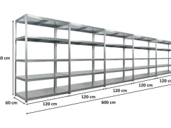 PROREGAL Mega Deal 5x Schwerlastregal Steel Eagle HxBxT 180x120x60cm Fachlast 130kg Verzinkt