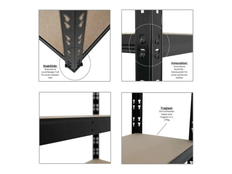 PROREGAL Mega Deal 2x Schwerlastregal APOLLO HxBxT 150 x 90 x 30 cm Fachlast 175kg Schwarz* Kellerregale|Regale Schwarz