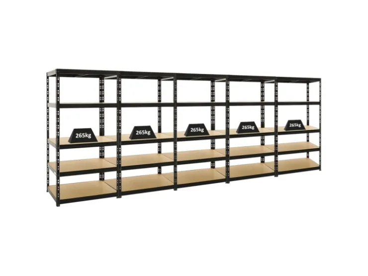 PROREGAL Mega Deal 5x Schwerlastregal Tiger HxBxT 180 x 90 x 60 cm Fachlast 265 kg 5-Ebenen