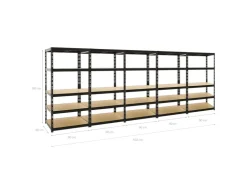 PROREGAL Mega Deal 5x Schwerlastregal Tiger HxBxT 180 x 90 x 60 cm Fachlast 265 kg 5-Ebenen