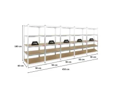 PROREGAL Mega Deal 5x Schwerlastregal Giant Ragnar HxBxT 200 x 100 x 50 cm Fachlast 175 kg