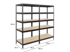 PROREGAL Mega Deal 2x Schwerlastregal Rivet HxBxT 180 x 90 x 60 cm Fachlast 250 kg* Schwerlastregal