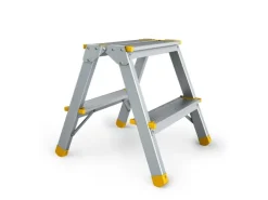 PROREGAL Metal Double Giraffe Doppelseitige-Aluminium-Stufenstehleiter 2 Stufen 41 cm Hoch 150 kg Tragkraft Leiter Trittleiter Haushaltsleiter
