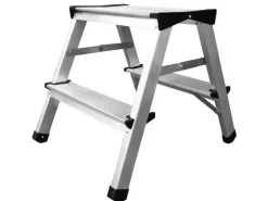 PROREGAL Metal Double Giraffe Doppelseitige-Aluminium-Stufenstehleiter 4 Stufen 125 kg Tragkraft Leiter Trittleiter Stufenleiter Haushaltsleiter* Klapptritte