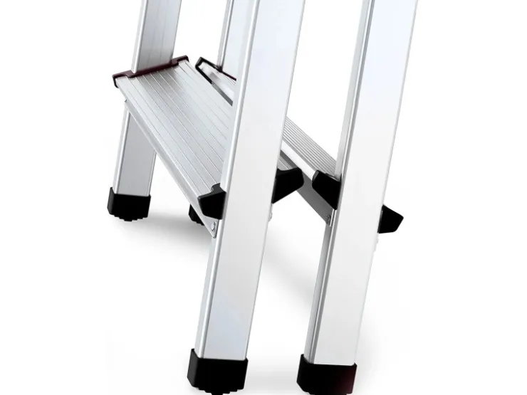 PROREGAL Metal Double Giraffe Doppelseitige-Aluminium-Stufenstehleiter 4 Stufen 125 kg Tragkraft Leiter Trittleiter Stufenleiter Haushaltsleiter* Klapptritte