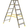 PROREGAL Metal Double Giraffe Doppelseitige-Aluminium-Stufenstehleiter 6 Stufen 132 cm Hoch 150 kg Tragkraft Leiter Trittleiter Haushaltsleiter