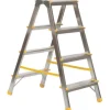 PROREGAL Metal Double Giraffe Doppelseitige-Aluminium-Stufenstehleiter 4 Stufen 86 cm Hoch 150 kg Tragkraft Leiter Trittleiter Haushaltsleiter