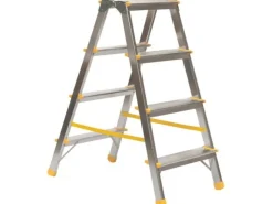 PROREGAL Metal Double Giraffe Doppelseitige-Aluminium-Stufenstehleiter 4 Stufen 86 cm Hoch 150 kg Tragkraft Leiter Trittleiter Haushaltsleiter