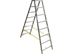 PROREGAL Metal Double Giraffe Doppelseitige-Aluminium-Stufenstehleiter 8 Stufen 178 cm Hoch 150 kg Tragkraft Leiter Trittleiter Haushaltsleiter* Leitern