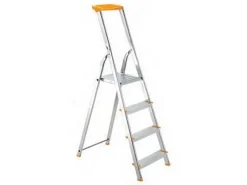 PROREGAL Metal Single Giraffe Einseitige-Aluminium-Bügelleiter mit Ablageschale 4 Stufen 152 cm Hoch Leiter Trittleiter Stehleiter Haushaltsleiter* Klapptritte