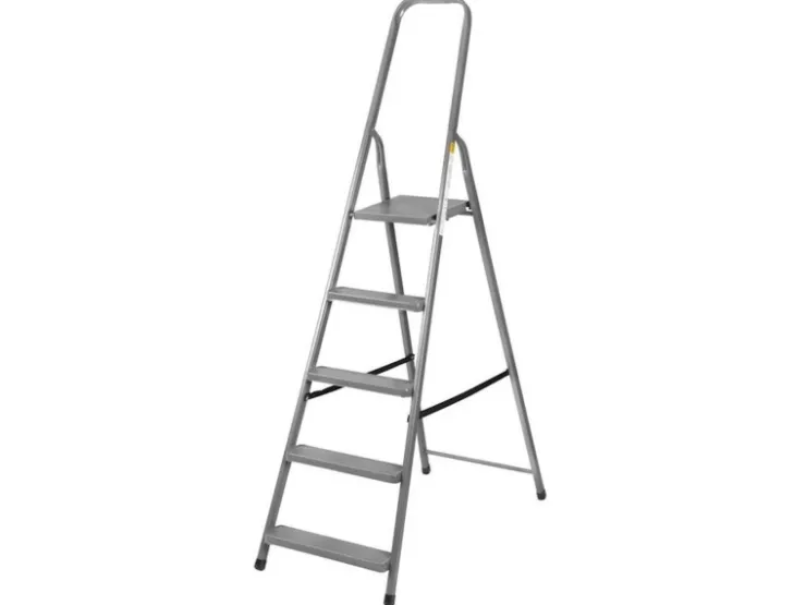 PROREGAL Metal Single Giraffe Einseitige-Metall-Bügelleiter 3 Stufen 125 cm Hoch 125 kg Tragkraft Stahl Trittleiter Stufenleiter Stehleiter* Klapptritte