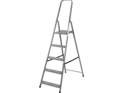 PROREGAL Metal Single Giraffe Einseitige-Metall-Bügelleiter 5 Stufen 173 cm Hoch 125 kg Tragkraft Stahl Trittleiter Stufenleiter Stehleiter* Klapptritte