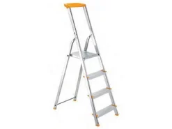 PROREGAL Metal Single Giraffe Einseitige-Aluminium-Bügelleiter mit Ablageschale 5 Stufen 175 cm Hoch Leiter Trittleiter Stehleiter Haushaltsleiter* Klapptritte