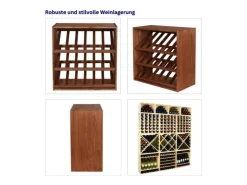 PROREGAL Modulares Weinregal Vincellar Mod HxBxT 60 x 60 x 30 cm Schräg Modul Für 18 Flaschen Massives Kiefernholz Geölt