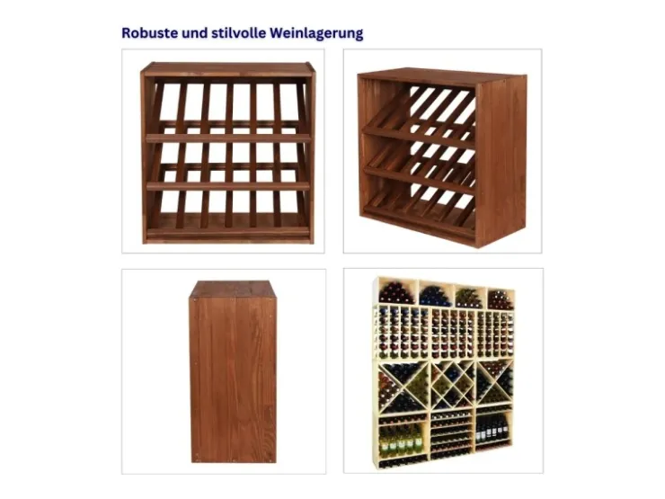 PROREGAL Modulares Weinregal Vincellar Mod HxBxT 60 x 60 x 30 cm Schräg Modul Für 18 Flaschen Massives Kiefernholz Geölt