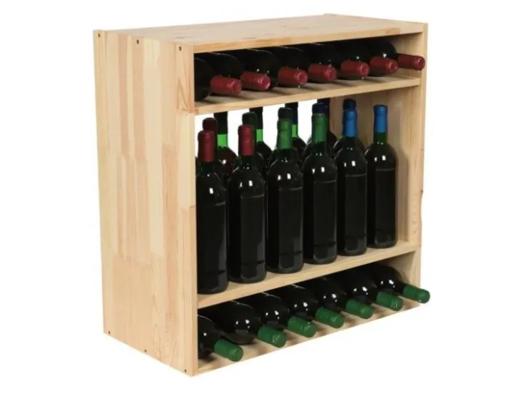 PROREGAL Modulares Weinregal Vincellar Mod HxBxT 60 x 60 x 30 cm Standflaschen Modul Für 32 Flaschen Massives Kiefernholz Natur* Regale Massivholz