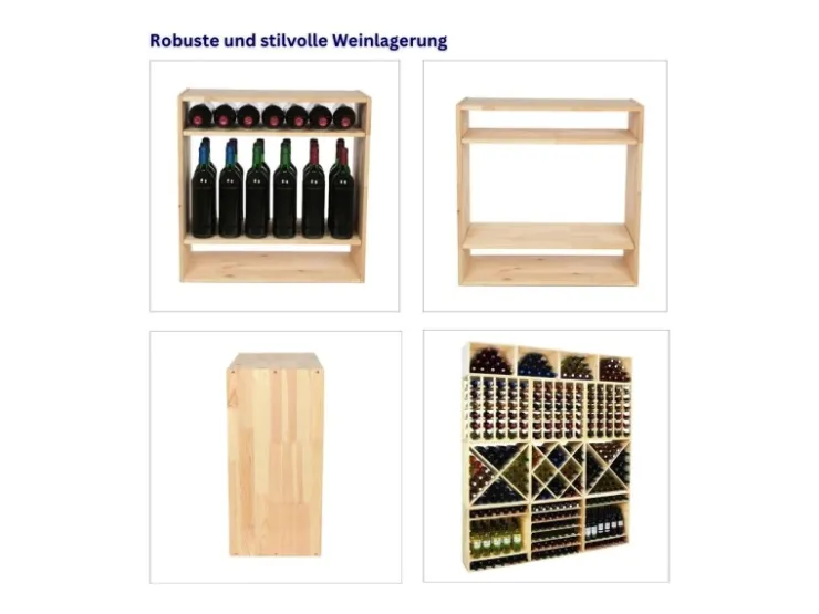 PROREGAL Modulares Weinregal Vincellar Mod HxBxT 60 x 60 x 30 cm Standflaschen Modul Für 32 Flaschen Massives Kiefernholz Natur* Regale Massivholz