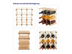 PROREGAL Modulares Weinregal Vinotega Mod HxBxT 36 x 36 x 24 cm 1 x 9 Flaschen Massives Kiefernholz Natur