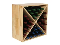 PROREGAL Modulares Weinregal Vincellar Mod HxBxT 60 x 60 x 30 cm Kreuz Modul Für 40 Flaschen Massives Kiefernholz Natur* Regale Massivholz