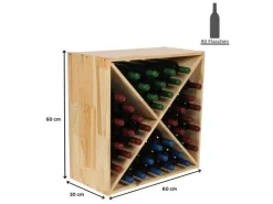 PROREGAL Modulares Weinregal Vincellar Mod HxBxT 60 x 60 x 30 cm Kreuz Modul Für 40 Flaschen Massives Kiefernholz Natur* Regale Massivholz