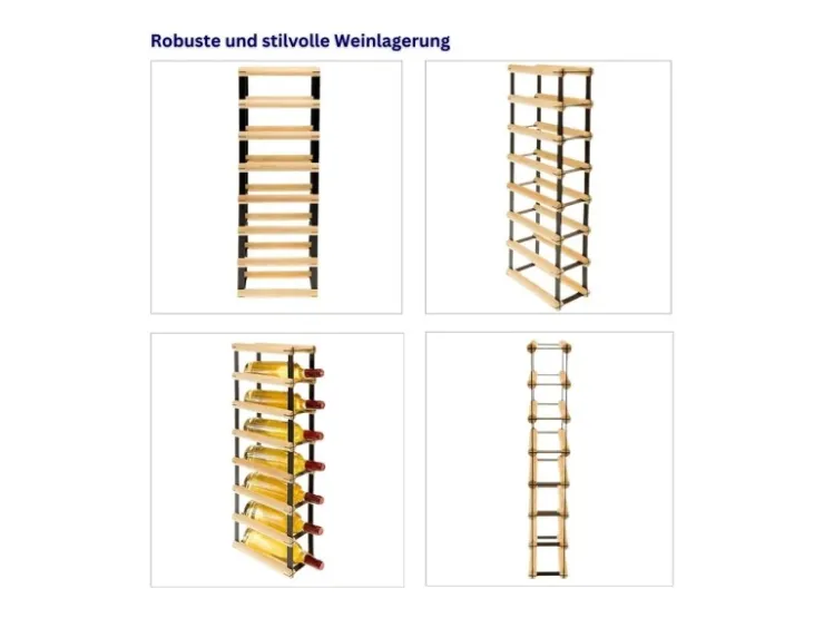 PROREGAL Modulares Weinregal Vinotega Mod Metal HxBxT 72,5 x 12,5 x 24,5 cm 1 x 7 Flaschen Massives Kiefernholz Geölt