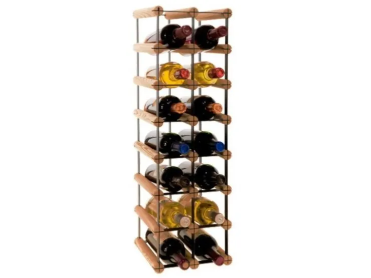 PROREGAL Modulares Weinregal Vinotega Mod Metal HxBxT 72,5 x 22,5 x 24,5 cm 2 x 7 Flaschen Massives Kiefernholz Geölt* Flaschenregale