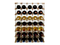 PROREGAL Modulares Weinregal Vinotega Mod Metal HxBxT 72,5 x 52,5 x 24,5 cm 5 x 7 Flaschen Massives Kiefernholz Natur* Flaschenregale