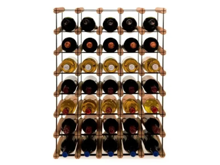 PROREGAL Modulares Weinregal Vinotega Mod Metal HxBxT 72,5 x 52,5 x 24,5 cm 5 x 7 Flaschen Massives Kiefernholz Geölt* Flaschenregale