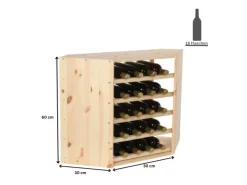 PROREGAL Modulares Weinregal Vincellar Mod HxBxT 60 x 30 x 30 cm Eckmodul Für 18 Flaschen Massives Kiefernholz Natur* Flaschenregale