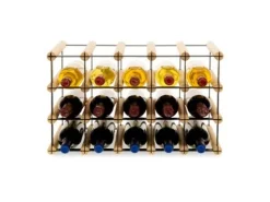 PROREGAL Modulares Weinregal Vinotega Mod Metal HxBxT 32,5 x 52,5 x 24,5 cm 5 x 3 Flaschen Massives Kiefernholz Natur* Flaschenregale