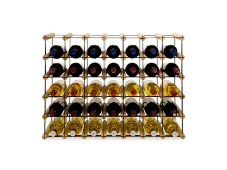 PROREGAL Modulares Weinregal Vinotega Mod Metal HxBxT 52,5 x 72,5 x 24,5 cm 7 x 5 Flaschen Massives Kiefernholz Natur